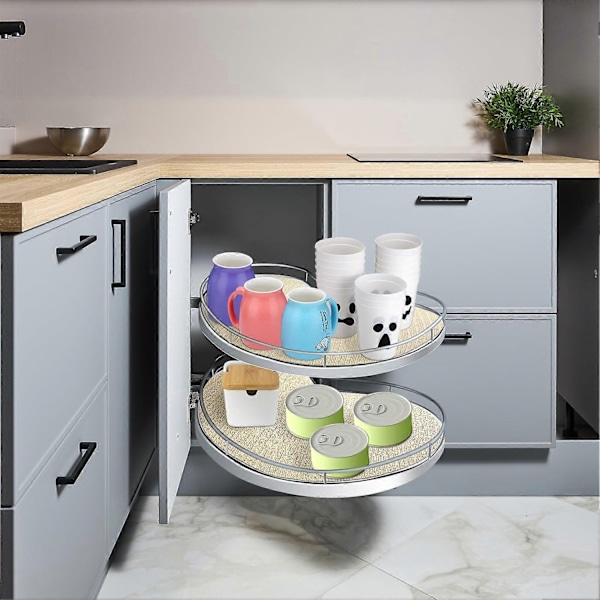Lazy Susan Hyllfoder Runda Köksfoder Icke-klibbiga Kökshyllfoder Halksäkra Anti-halkskyddande Kylmattor för Lådor - Perfekt 66cm