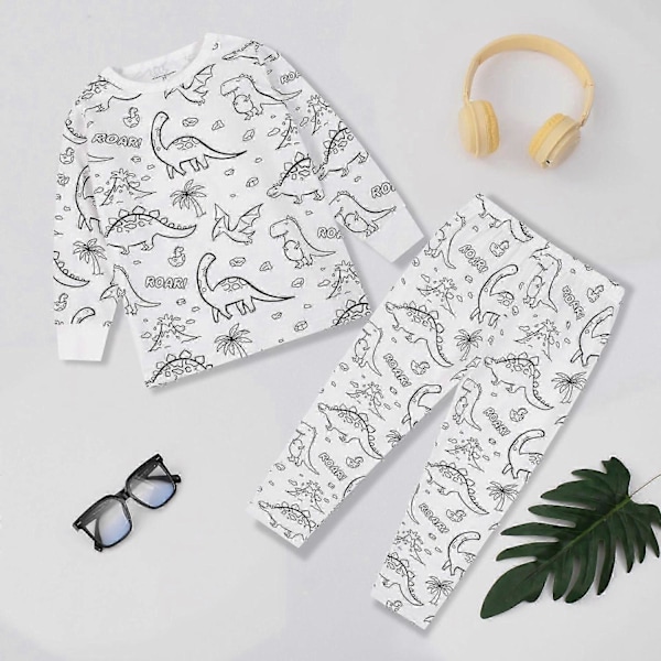 Luova DIY Graffiti Pyjama Kotiasusetti Lapsille, Väritä Omat Yöasut Pojille ja Tytöille - Täydellinen Dinosaur 7-8Years