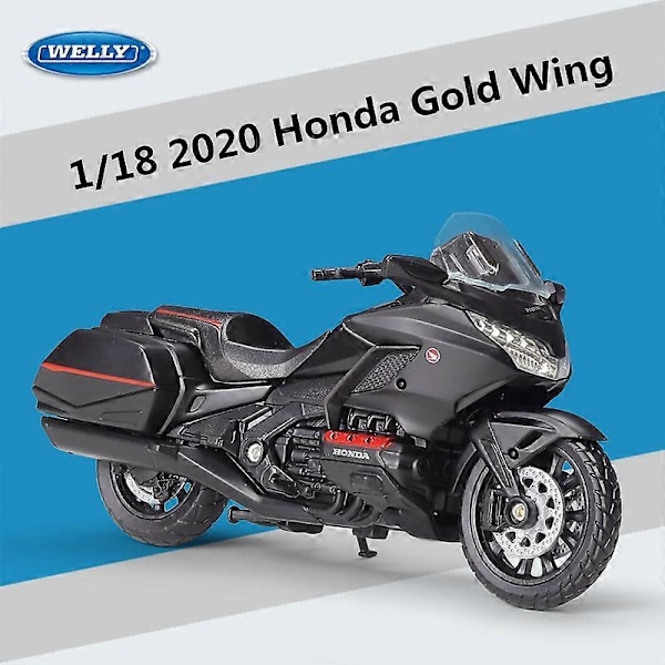 1:18 2020 Honda Gold Wing Legering Motorcykelmodell Hög Simulation Metall Resemotorcykelmodell Samling Barnpresent - Perfekt Black