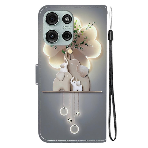 Tegnet Lærveske Kompatibel med Motorola Moto G75 5G-Perfet Elephants