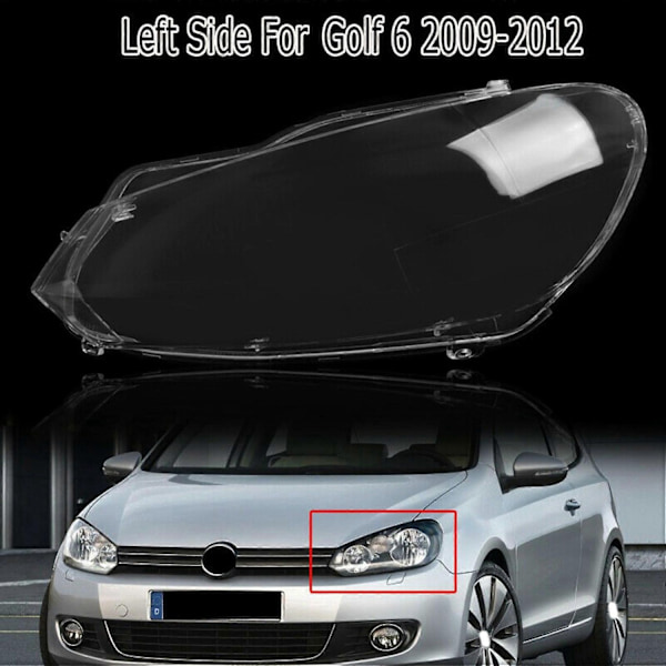 Bil Strålkastarhölje Strålkastarglas Ersättning Auto Transparent Lampskärm Kompatibel med- Golf 6 MK6 R 2009-2012-Perfekt