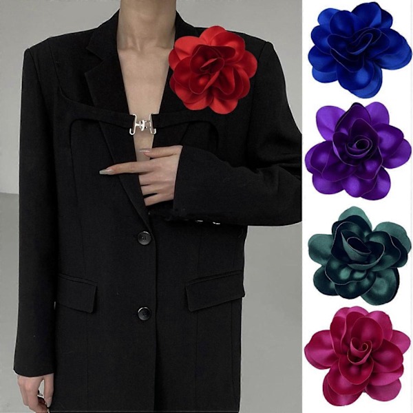 Formel corsage i fransk stil med stor rose i satin til brudepar, bryllup, dans og fest Black