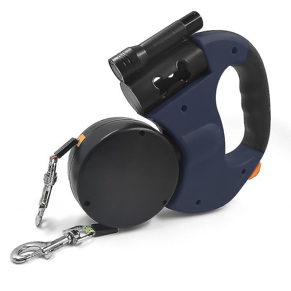 Betterlif dobbel innfellbar hundekobbel, 3 m dobbelkobbel for to hunder Fleksibel dobbel hundekobbel med sklisikkert håndtak, for små og mellomstore hunder