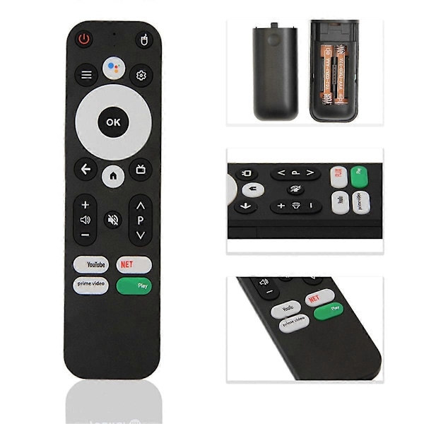 Erstatningsfjernkontroll kompatibel med MECOOL KM2 KM2 PLUS ONN android 4K UHD TV-boks Bluetooth Stemmefjernkontroll-Perfekt Black