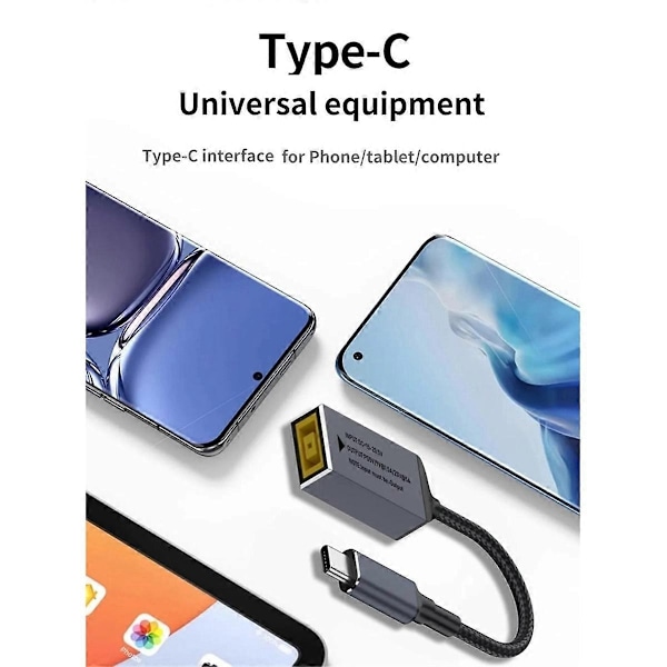 PD100W Kompatibel med Lenovo DC Firkantet Stik til USB Type-C Konverter-Perfet