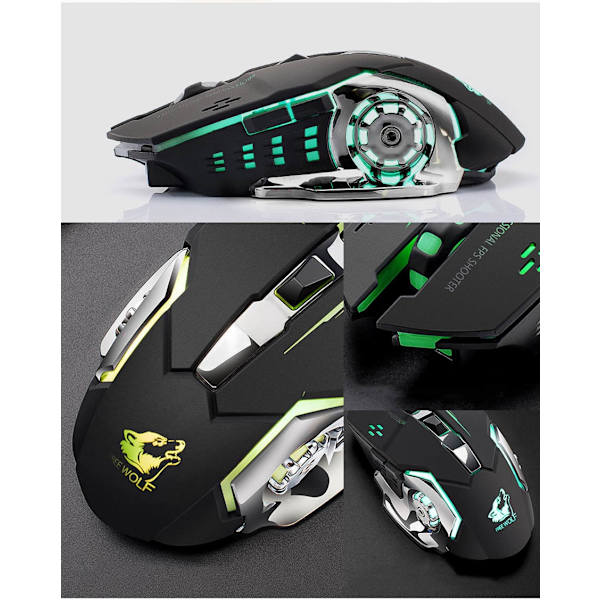 X8 trådlös 2,4 GHz gamingmus med LED-belysning - Perfet black