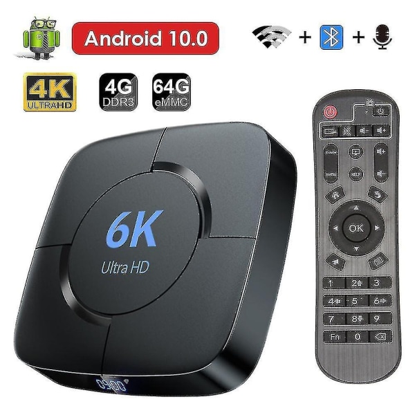 Android 10.0 Tv Box 6k Voice Assistant Dual Wifi Bt Set – Perfet US Plug 4GB 64GB