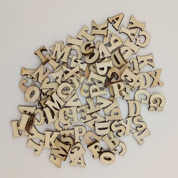100 stk Blandede Tre Alfabet Tall Knapper DIY Håndverk Søm Scrapbook-Perfet Number
