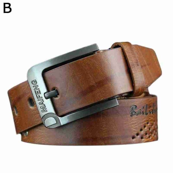 Klassiskt läderbälte för män Casual Pin Spänne Midjebälten Waistba- Perfet brown One-size