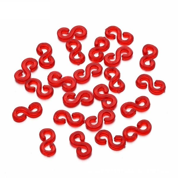 1000 stk. Plastik S-Clip Elastik Spænde Rød - Perfet Red