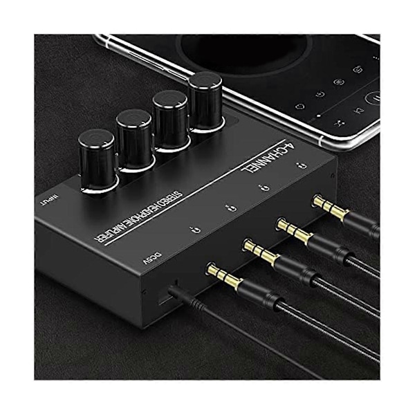 Kanavakuulokevahvistin Stereoäänivahvistin, Kuulokejakaja 4 x 3,5 mm:n kuulokelähdöllä - Perfet