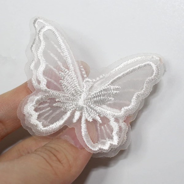 20 stk Butterfly Sew On Patch Sying DIY (hvit, 2,36 x 1,96 tommer) - Perfet