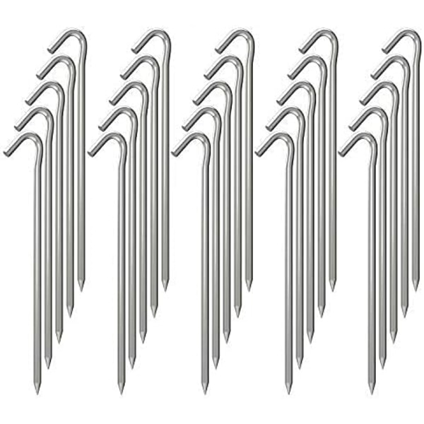 Tum galvaniserade tältpinnar Metalltältpinnar Heavy Duty stålgårdsstakar Tarpkrokar Uppblåsbara utomhus 10st- Perfet