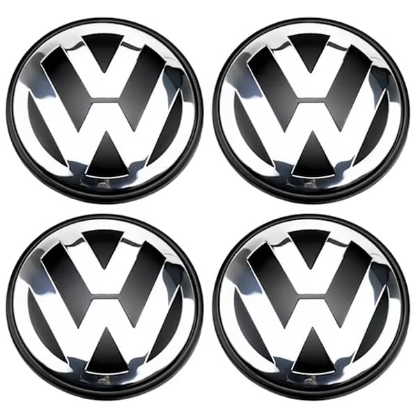 4-pak Volkswagen hjulkapsler - hjulemblem 56mm, sølv