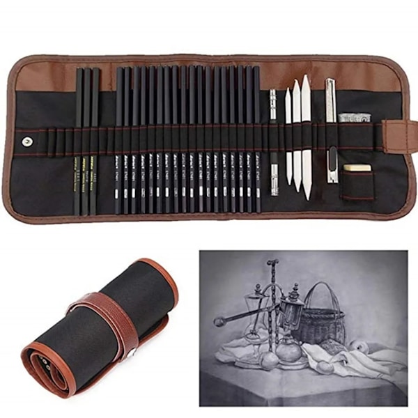 29-delad Sketch Pen Sketch Pens Charcoal Shrine Set med case- Perfet