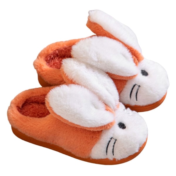 Barn Søt liten kanin Plysj bomullstøfler Cartoon Warm - Perfet Orange 32