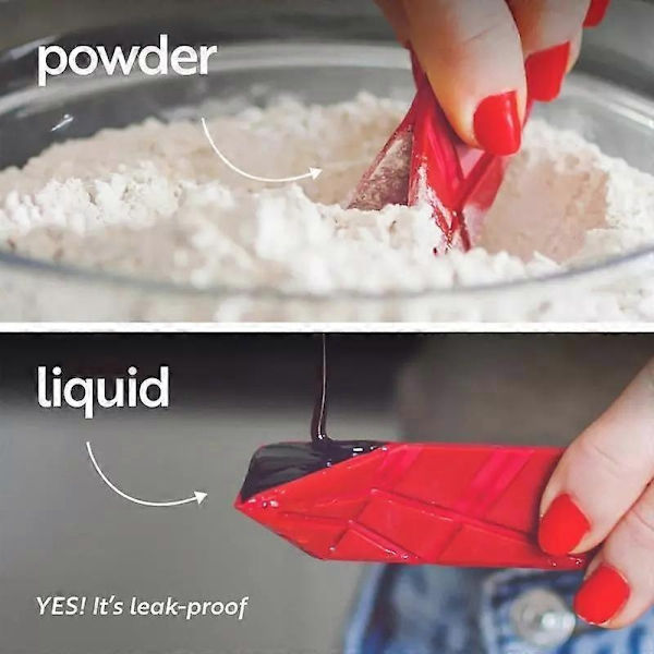 Polygons Flat 3-in-1 Mittaussolut - 2 Lusikkaa 6 Eri Koolla - Täydellinen red S*L