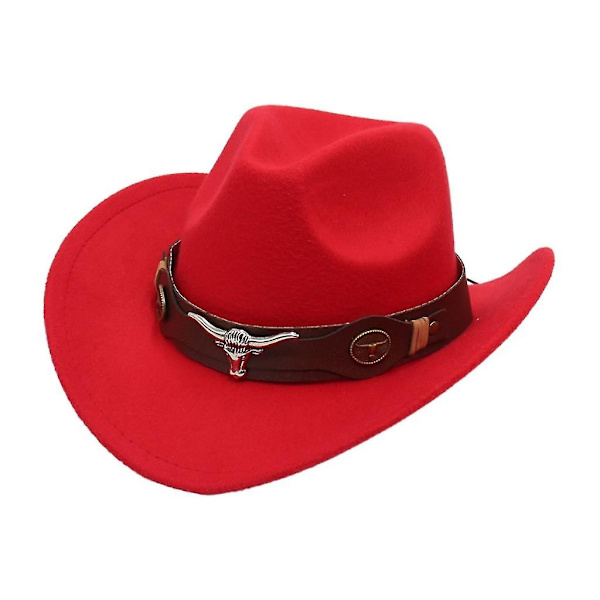Tibetansk Cowboy Hat til Kvinder og Piger - Perfekt til Fotoshoot Red
