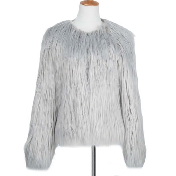 Kvinnors konstgjorda päls varm kappa bekväm enfärgad kort kappa kofta för vardaglig dejting utgående-Perfekt Gray 3XL
