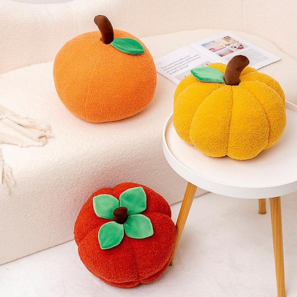 Sød frugtpude dukke plys legetøj appelsin appelsin græskar persimmon simulation vegetabilsk stue dekoration- Perfet Pumpkin