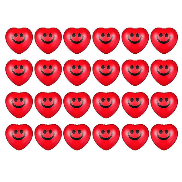 24 Pcs Valentine's Day Heart Stress Balls,red Smile Face Squeeze Balls,heart Foam Balls for Kids An-Perfet