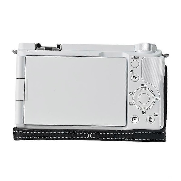 til Sony ZV-E10 II Kamerataske Stor Åbning Ægte Ko Læder Beskytter med Håndledsrem - Sort-Perfet Black