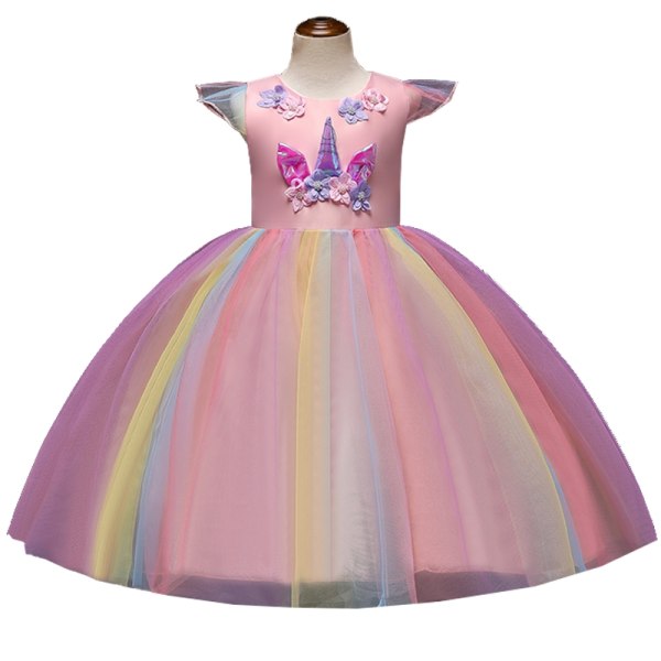 Kids Unicorn Klänningar Prinsessklänning För tjejer Klänning Unicorn - Perfet pink 140cm