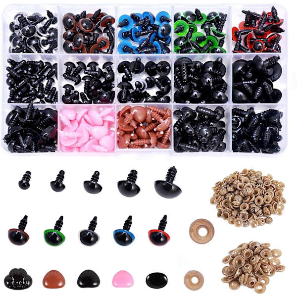 550 kpl Turvasilmät & nenät, pehmolelueläinnukke - Perfet multicolor