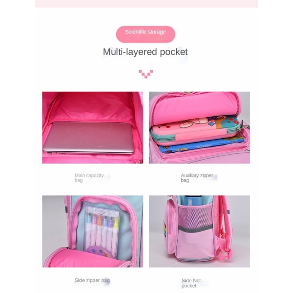 grundskoleelever Ryggsäck Enhörning 3D tecknad skolväska för barn Ny dagisväska för flickor Pojke Söt regnbåge Mochila Escolar - Perfet pinks