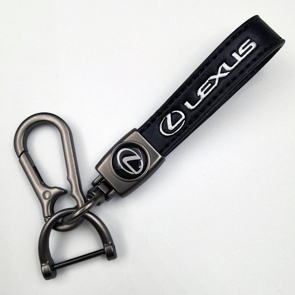 Læder Nøglering til Bil | Metal Finish | Robust Nøglering | Nøglering og Krogbeslag - Perfekt Gun Color Hardware Lexus