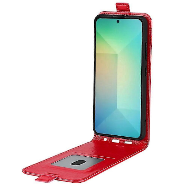Kompatibel med R64 Textur Vertikal Flip Läder Telefonfodral-Perfet Red For Samsung Galaxy S25 5G