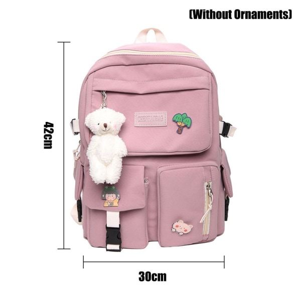 Stor kapacitet rygsæk Sød skoletaske pige bærbar taske Pink - Perfet pink