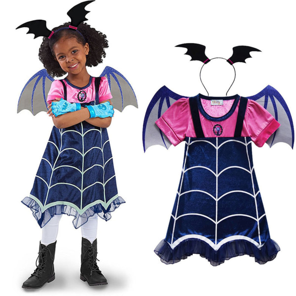 Girls Vampire Halloween Costume Dress and Headband party cosplay 140 100