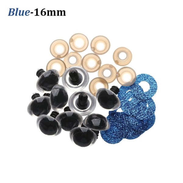 20 st 16/18/20/24 mm Glitter Säkerhetsögon Runda Plast BLÅ 16MM - Perfekt