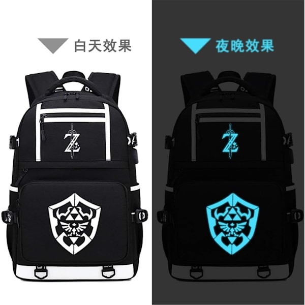 Valoisa The Legend of Zelda -reppu USB latauksella - Perfet