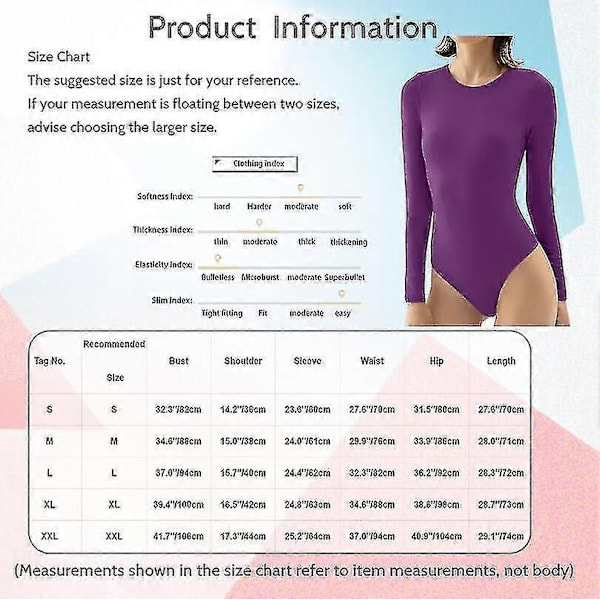 Dame Langærmet Bodysuit Leotard Bodycon Rundhals Bodysuit Jumpsuits Top-Yvan-Perfet Grey M