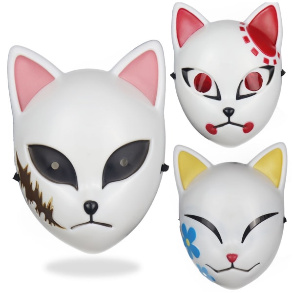 Demon Slayer Kimetsu no Yaiba Fox Mask Halloween Cosplay Rekvisitter - Perfet A