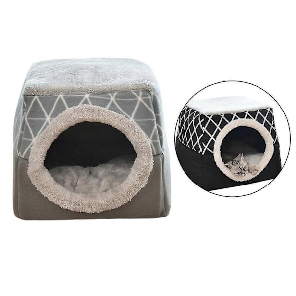 & för Innekatter - Tvättbar Liten Djurbädd Kattält - Övertäckt Grotta & för Innekatter - Perfekt Gray L