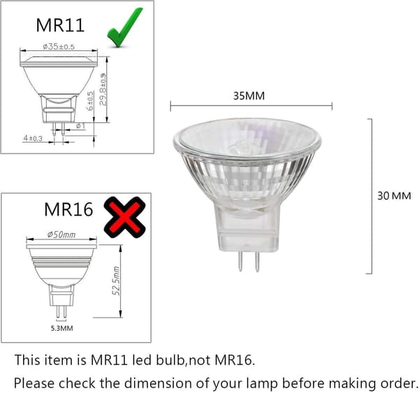 MR11 12V 35W Halogenlampa GU4 2800K Varmvit Dimbar 8 st - Perfet