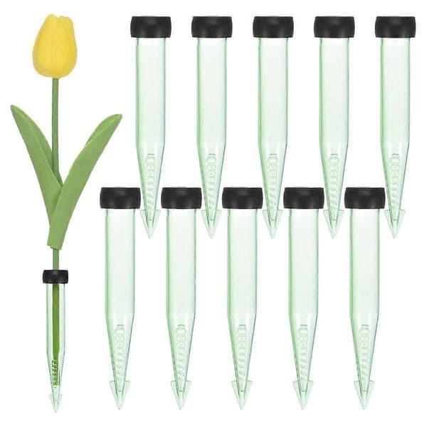 50-pak blomstervandrør, 10 cm plastblomsterrør med gummipropper til blomster - Perfekt