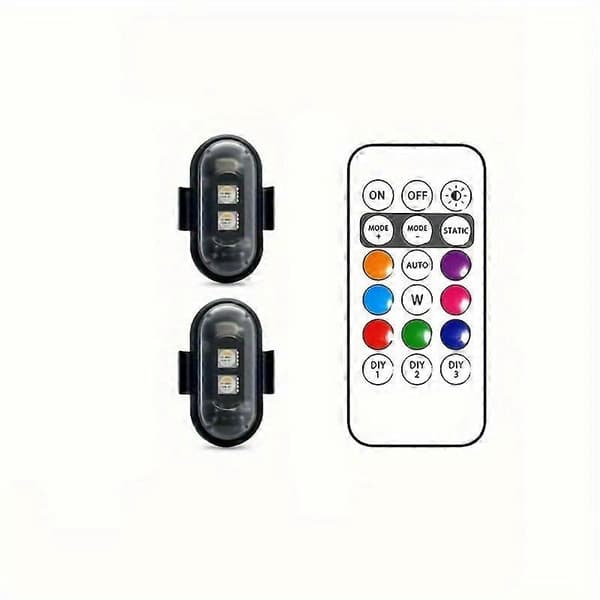Lys upp natten: RGB LED flygplansstroboskop för motorcyklar, flygplan och helikoptrar - Perfet 2pcs-1Controller