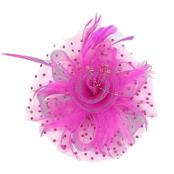 Fjærhår Fascinator Alice Hodebånd Klipp Damer Bryllup Royal Ascot Løp-Perfet Rose red