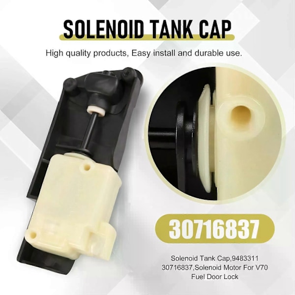 Drivstofflokk Lås Fyllklaff Solenoid Motor Kompatibel med Volvo V70 S60 S80 XC70 XC90 9483311 30716837 30612856 Tanklokk-Perfekt