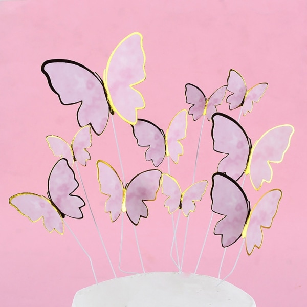 Lilla Rosa Butterfly Cake Dekor Gratulerer med dagen Cake Topper Hanne - Perfet A