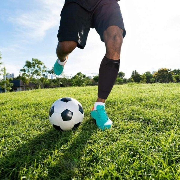 2-PAKK Fotballsokker med lomme for beskyttelse - Perfet Black Large