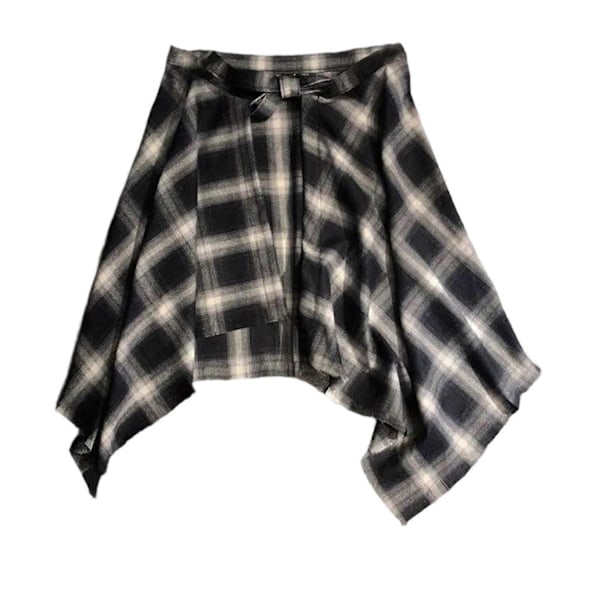 Unisex Ruudullinen Kerroksellinen Lyhyt Kietaisuhame Epäsäännöllinen Laskostettu Esiliinahame Solmittava A-linjainen Lantiohuivi Ylähame Paidanjatke Mustavalkoinen - Täydellinen Black and white