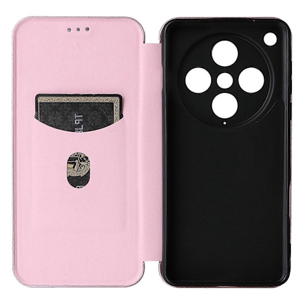 til Oppo Find X8 Pro 5G Etui Kulfibertekstur Stødsikkert PU Læder Telefoncover - Rosaguld-Perfekt Rose Gold