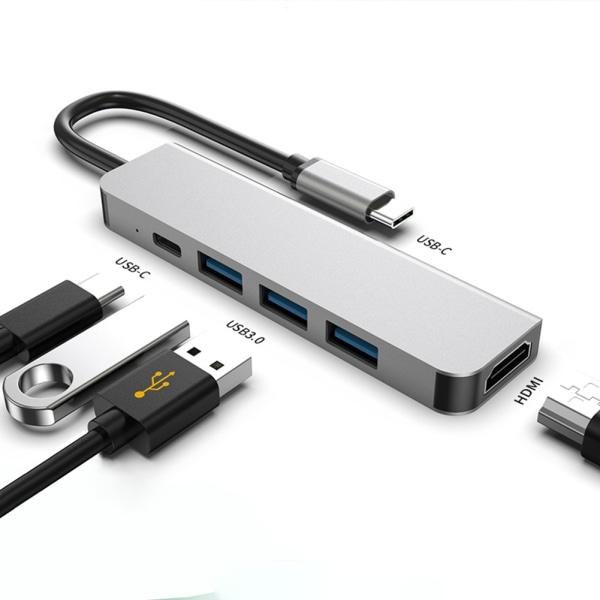 Laajennustelakan all-in-one-keskitin Type c - HDMI 4k USB kannettavalle matkapuhelimelle - Perfet