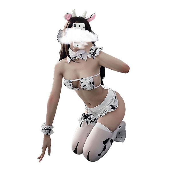 Sexy kvinnelig cos cow cosplay kostyme hushjelp tankini bikini badedrakt - Perfet