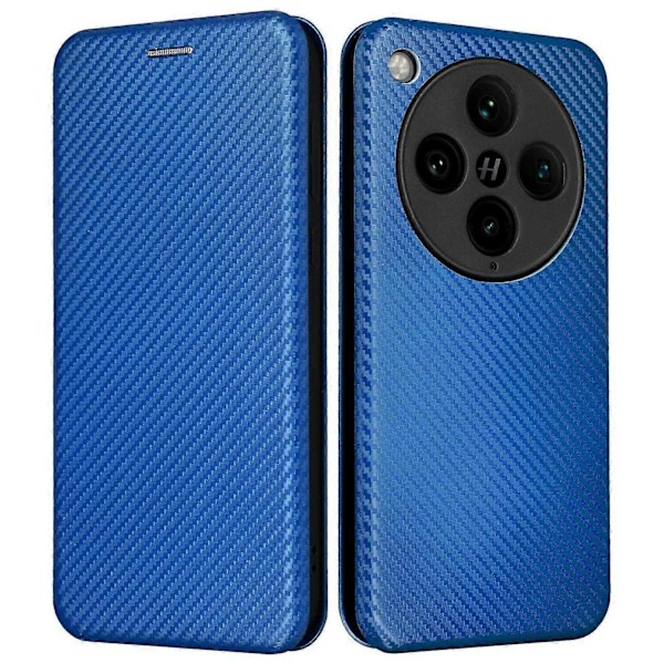 til Oppo Find X8 Pro 5G Etui Kulfibertekstur Stødsikkert PU Læder Telefoncover - Blå-Perfet Blue